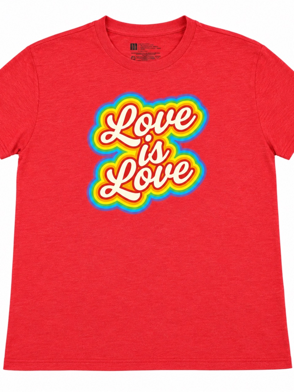 Love Is Love Rainbow Graphic T-Shirt Red Size Large Pride Tee